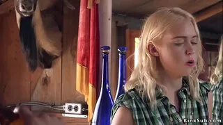 Blonde beauty Chloe Cherry tied up in her saloon by drifter Xander Corvus and then got anal and pussy pounded