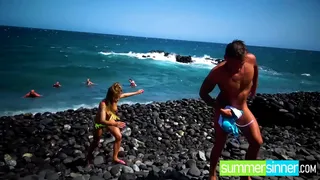 SummerSinner.com - Sweet ass brunette and a horny blonde hottie got hardcore pumped at a swinger’s party