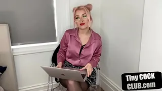 Micro dick domina laughing at and teasing useless inadequate guys
