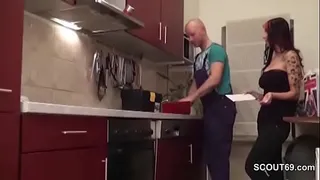 German young woman lets the plumber fuck her
