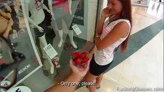 Sweet strawberry Promesita fuck in a WC