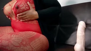 Horny milf plays with her dildo in a provocative and sensual way