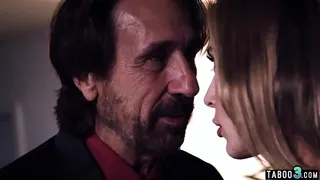 Petite blondie with tiny tits fucked by two old perv