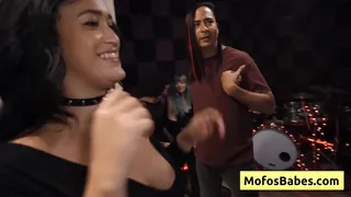 Naughty and busty teenager fucked by rock drummer and love huge dick inside her