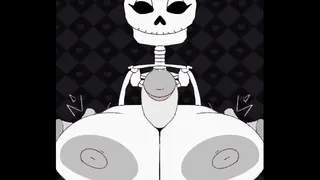 Skeleton with big tits titfuck human cock - Komdog