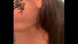 Getting blown by sexy milf. Cock between tits