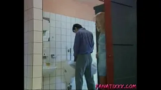 German mature woman fucked in public toilet