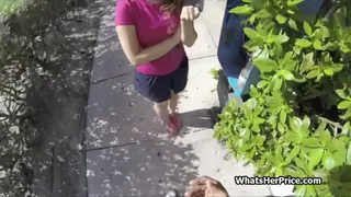 Amateur teen hottie bends for cock in a public toilet