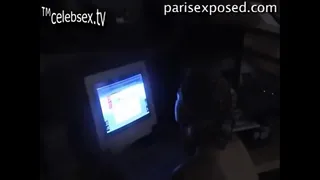 Paris.Hilton.At Computer.Topless-