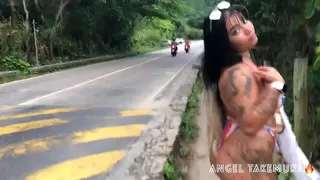 Porn actress Topless on the beach