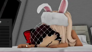 A lesbian with a trans girl in a Roblox Condo