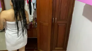 My stepmother changing while being spied on by camera