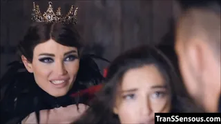 Transsexual Queen fucked by Prince and Snow White