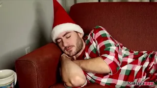 TGIRLSEX.XXX: Gorgeous tranny dressed as Lucifer presents herself to a guy for Christmas, sucks his dick and fucks her