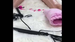 Her pussy and asshole swallows the g toy