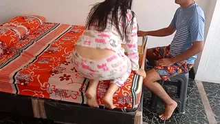 I help her with her homework instead of seeing her underwear: when we're alone I go into the room and we fuck in exchange for helping her, we were barely discovered