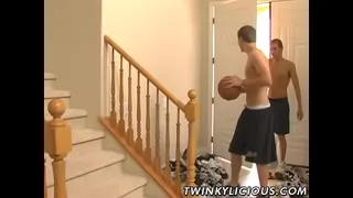 Twinks fuck hard on house staircase