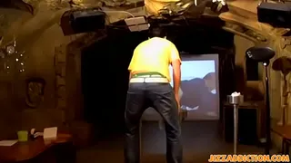Twinks striptease ends with cum in mouth