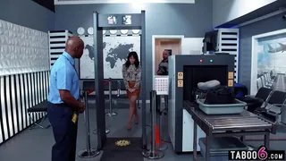 She tried to pass security at the airport but got stopped and gangbanged
