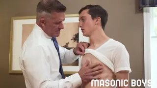 Innocent twink has ass destroyed by hung suited DILF top