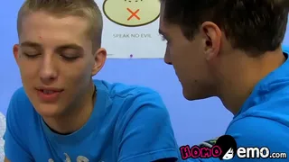 Twinks lick lollipops before rough anal