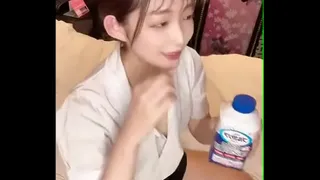 Sticky with white liquid.
