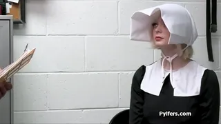 Shy blonde milks officer dick