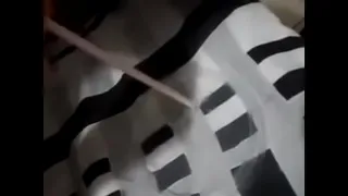 My naughty girl drinking milk through a straw