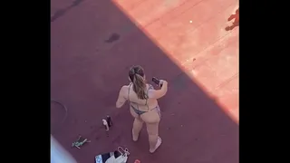 Bikini-clad neighbor spied on