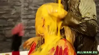 Messy and slippery with oil