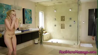 Babe massages and fucks