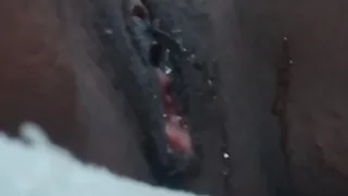 Ebony cunt plays with pussy