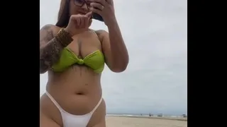 THE CHEESE SELLER KEPT STARING AT MY PUSSY ON THE BEACH