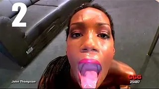 Ebony cumslut swallows over 30 loads