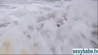 Bad teens naked water skiing and playing