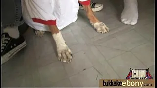 Ebony in a huge bukkake 14