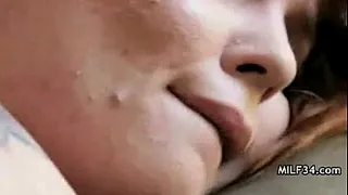 Hot Cougar Gets Mouthful of Cum