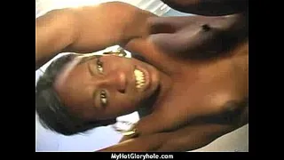 Natural cute black teen tries out gloryhole 7