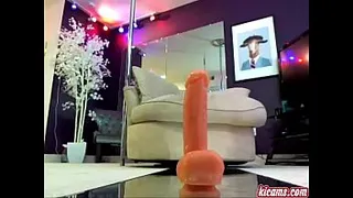 Attractive hot blonde with awesome boobs plays with her toys