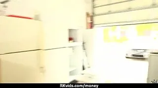 Tight teen fucks a man in front of the camera for cash 19