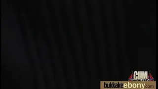 Ebony gets group cumshots 4