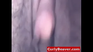 Amateur girl with hairy pussy and huge clit masturbates