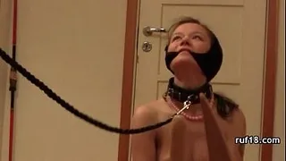Teenie fucked in hard bondage