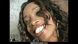 White milf sucking and licking a black cock 2
