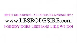 Lesbian lovers seducing each other with a hot kiss