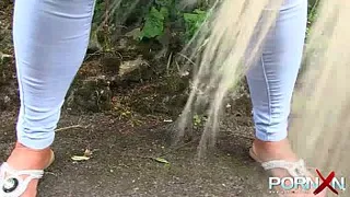 PornXN big tits blonde Lexi Ryder pissing in public