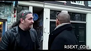Nice-looking amsterdam hooker rides a large hard rod passionately