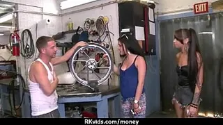 Tight teen fucks a man in front of the camera for cash 10