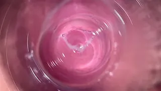 Camera inside my tight creamy pussy, Internal view of my horny vagina