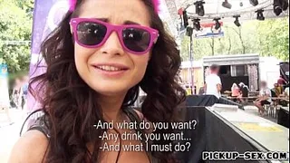 Real amateur Euro slut Aurelly Rebel railed in public